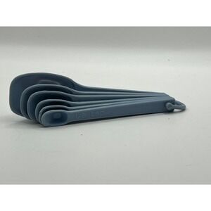Vintage Measuring Spoons Set‎ Blue Plastic Nesting Kitchen Baking Cooking